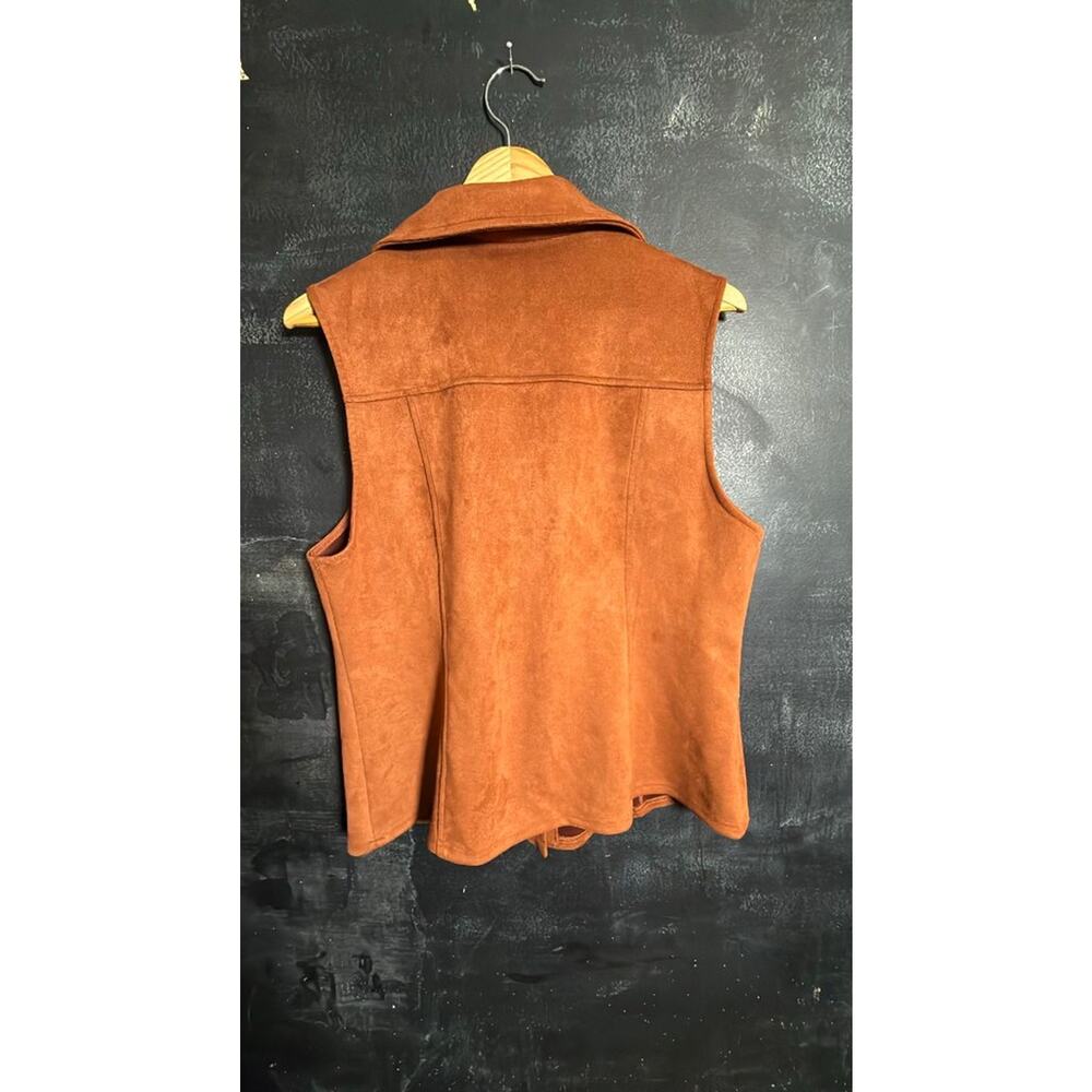 Allegra K Women's Suede Button-Front Vest - Picture 3 of 6
